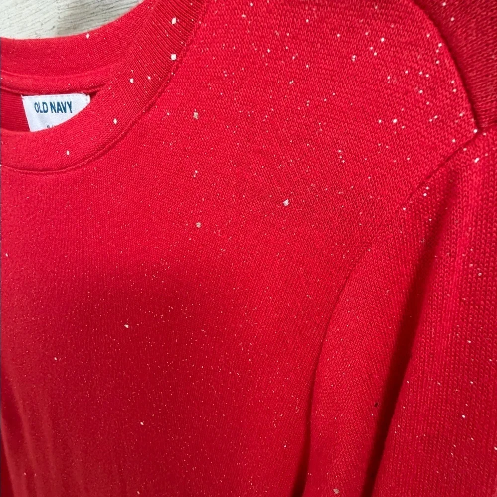 Girls XL 14 16 Old Navy Red Long Sleeve Tee glitter sparkle metallic top tee